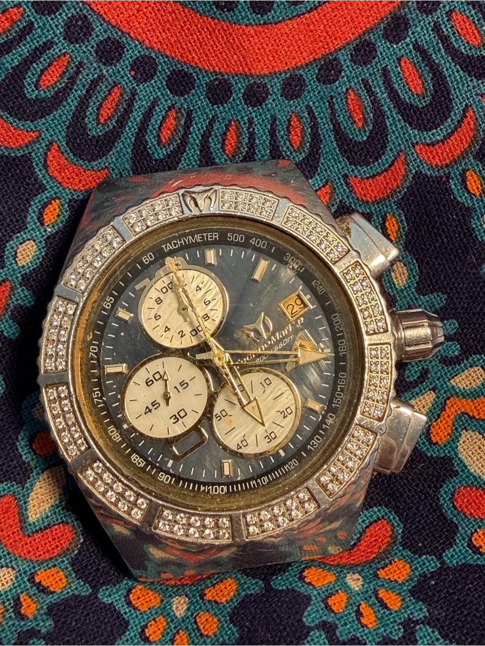 Men's Crystal Accent TechnoMarine Watch - Gold & Silver